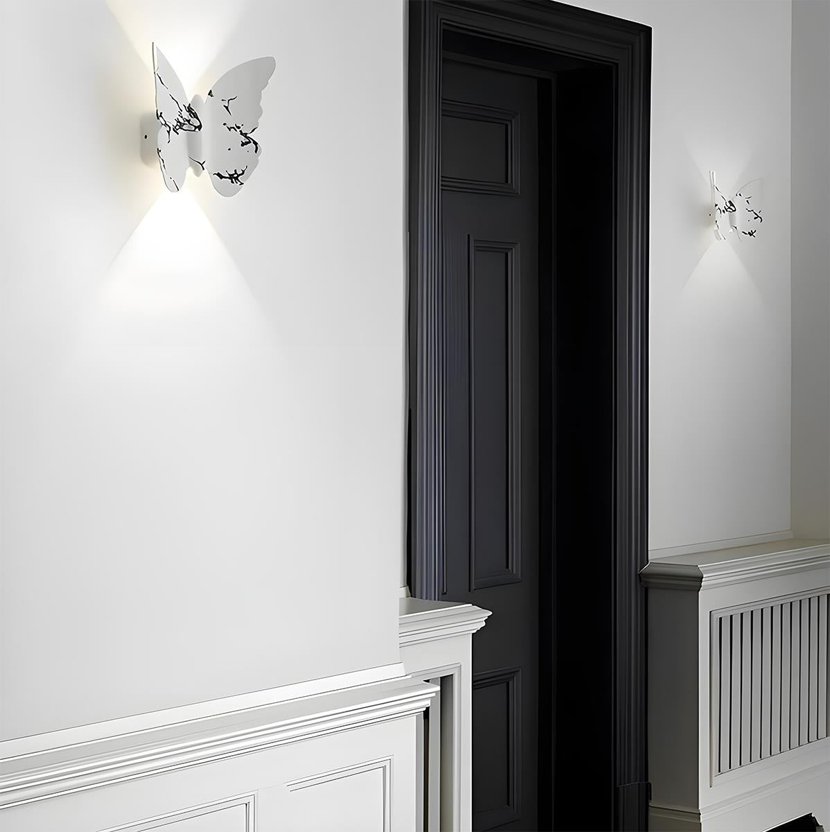 LED Outdoor Wall Lamp Butterfly Black IP65 Weatherproof Warm White for Facade Balcony and Entrance | Sansoti