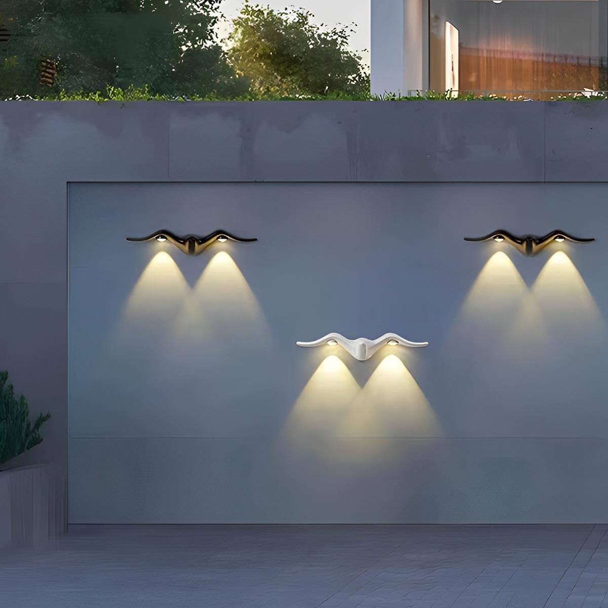 LED Outdoor Wall Lamp Butterfly Black IP65 Weatherproof Warm White for Facade Balcony and Entrance | Sansoti