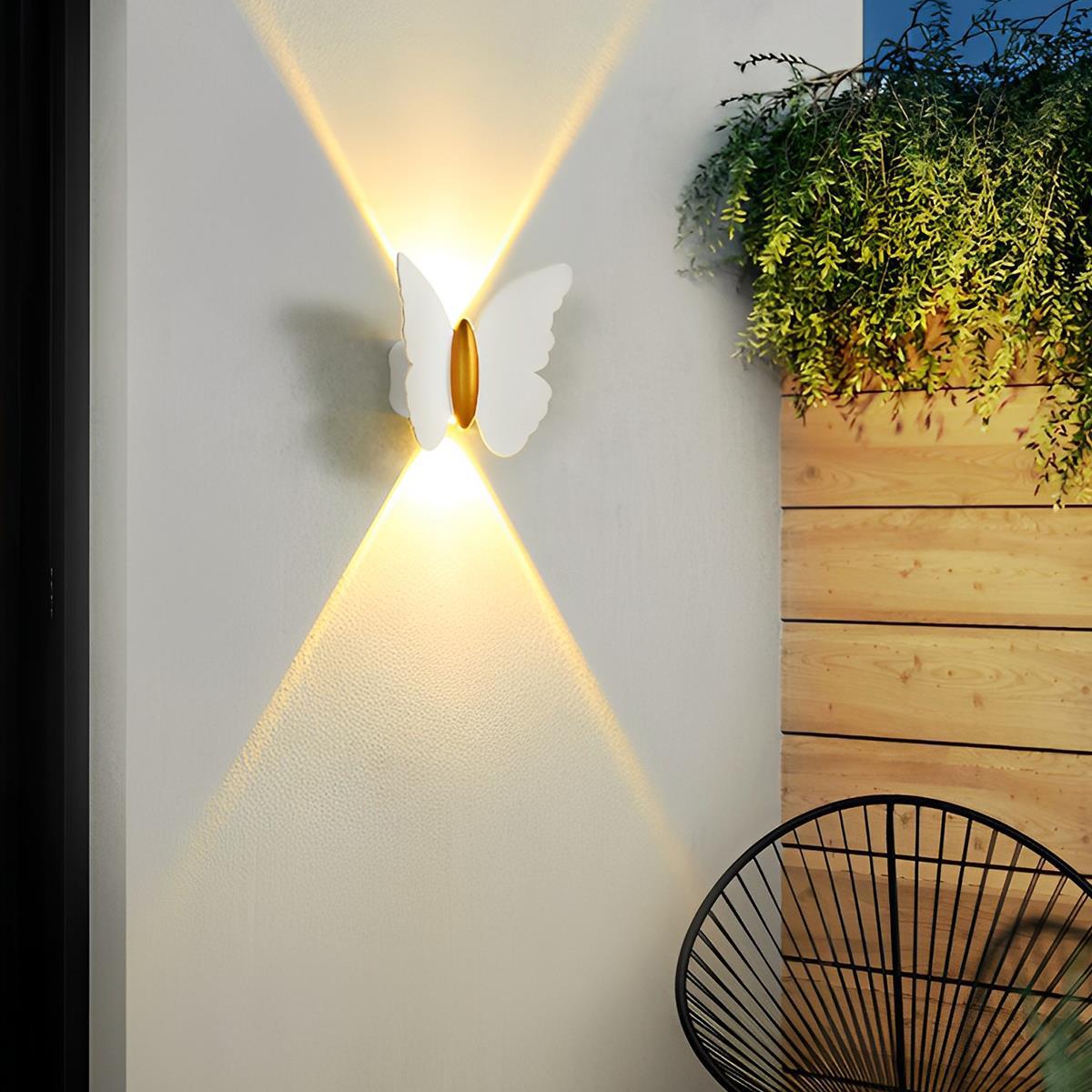 LED Outdoor Wall Lamp Butterfly Black IP65 Weatherproof Warm White for Facade Balcony and Entrance | Sansoti