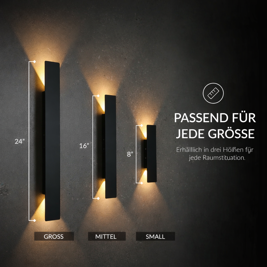 Moderne LED Wandlamp voor Buiten IP65 Aluminium Up & Down Licht Warm Wit Zwart voor Gevel en Terras | Sansoti