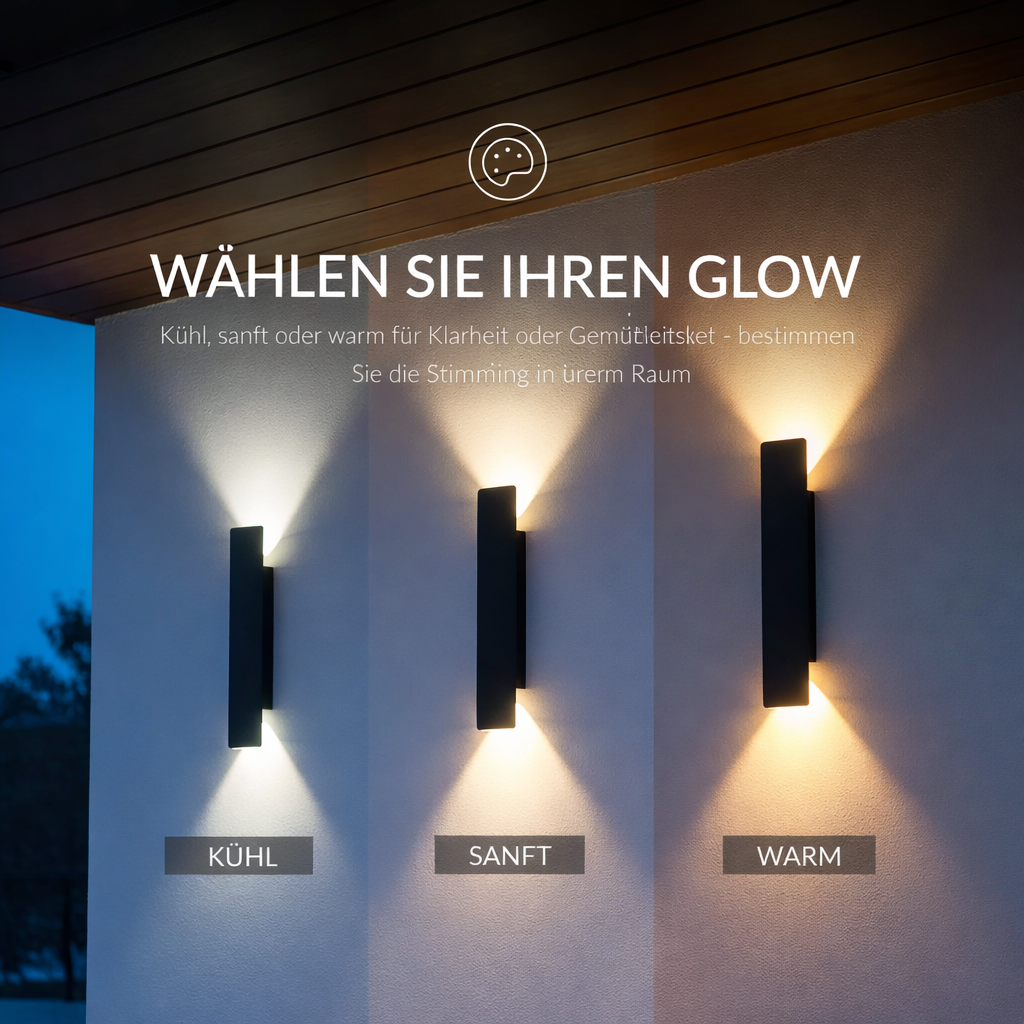 Moderne LED Wandlamp voor Buiten IP65 Aluminium Up & Down Licht Warm Wit Zwart voor Gevel en Terras | Sansoti