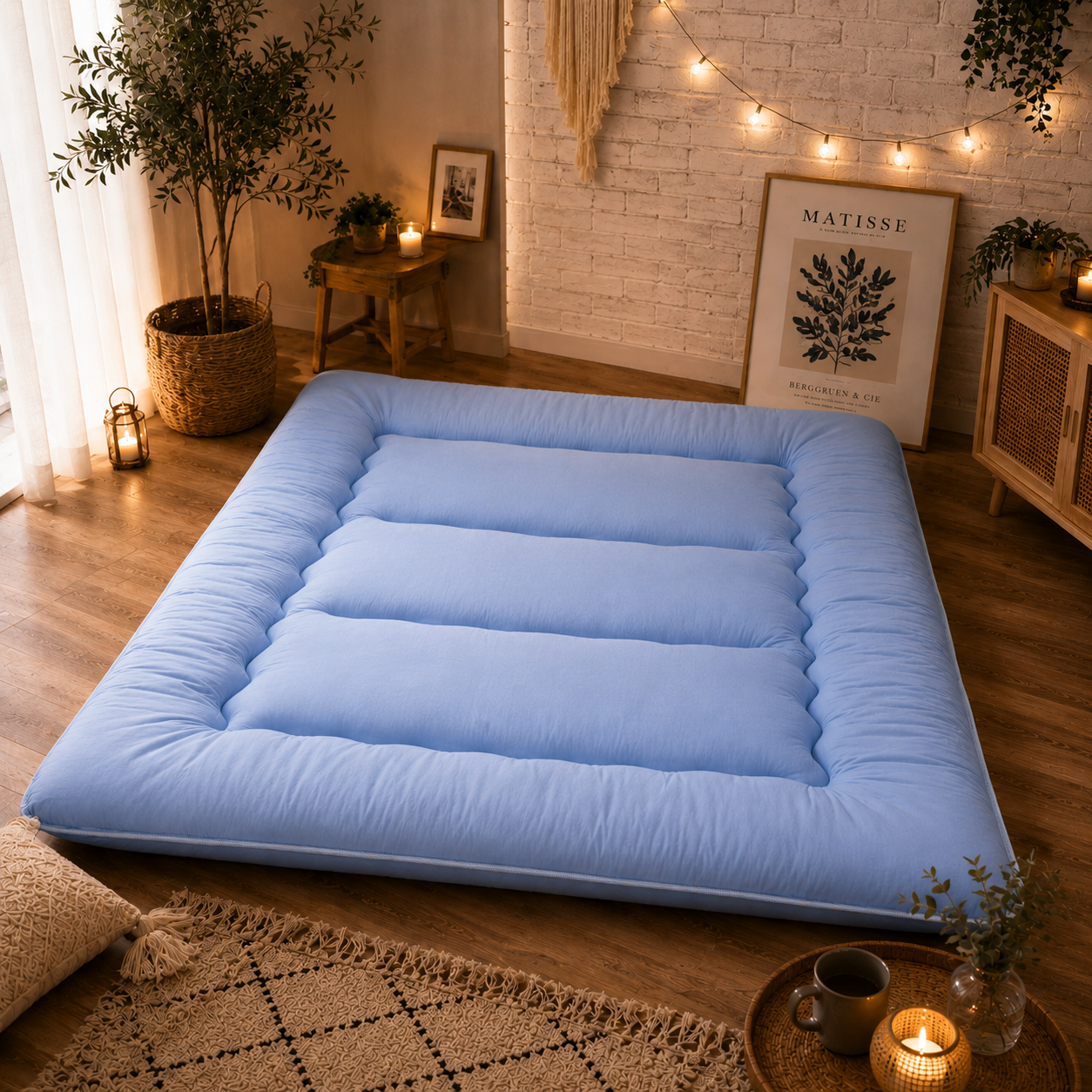 Opvouwbaar Futonmatras 10cm Dik Japanse Slaapmat Volwassenen Kinderen Tatami Yogamat Reisbed Gastenkamer | Sansoti
