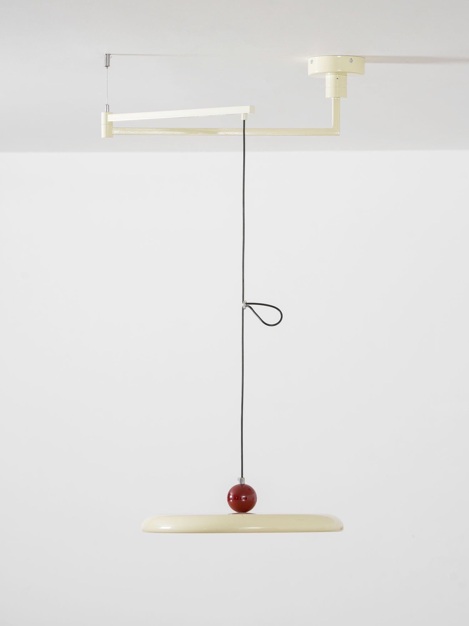 Mid-Century Swing Hanglamp — Kinetisch Design met Zwevende Schijf & Contragewicht | Verstelbare Armlamp voor Moderne Eetkamers en Creatieve Werkruimtes | Integrale LED | Sansoti