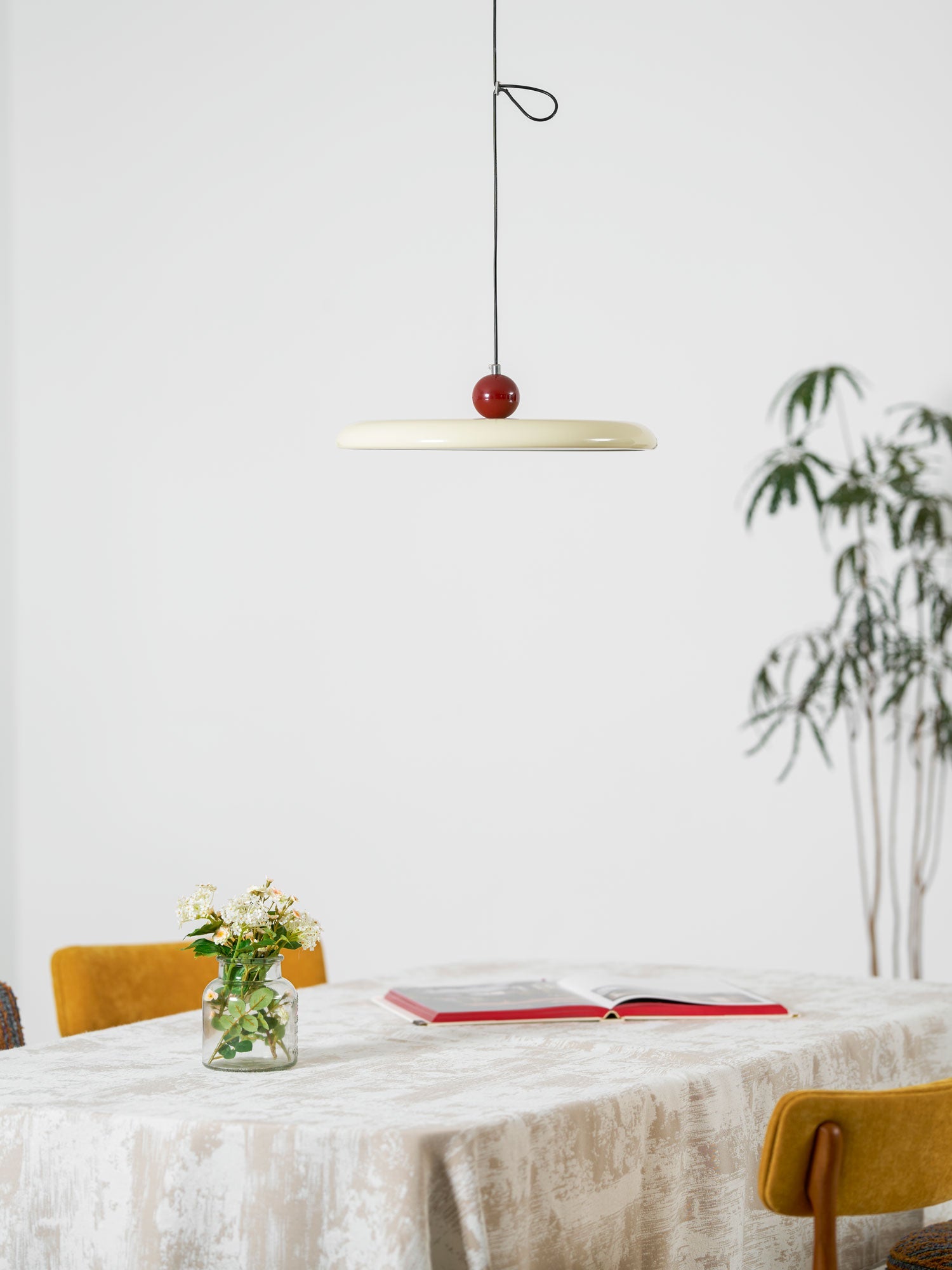 Mid-Century Swing Hanglamp — Kinetisch Design met Zwevende Schijf & Contragewicht | Verstelbare Armlamp voor Moderne Eetkamers en Creatieve Werkruimtes | Integrale LED | Sansoti