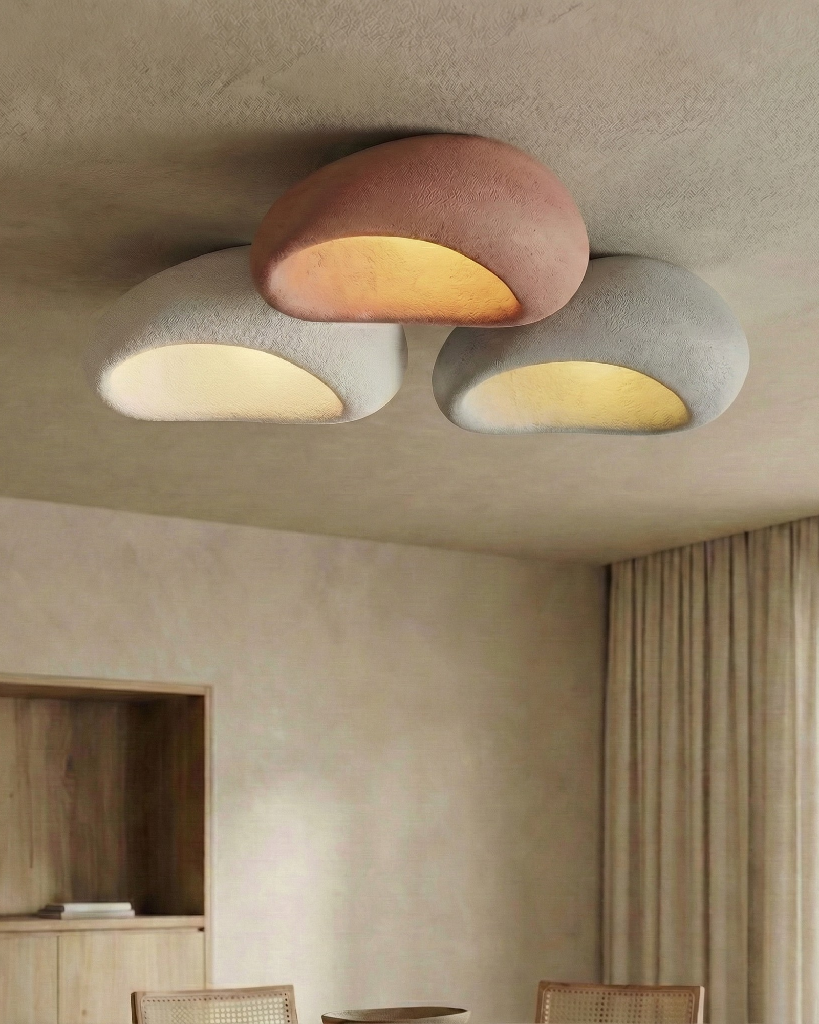 Plafondlamp Wabi Sabi Geïnspireerd – Metalen Lamp met Warme Verlichting – Voor Woonkamer Slaapkamer Eetkamer | Sansoti