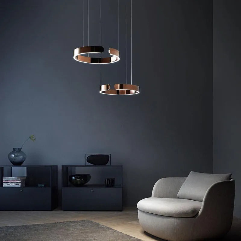 Zwevende LED Ringlamp Minimalistisch Modern Metaal Dimbaar Hanglamp Slaapkamer Woonkamer Eetkamer Plafond | Sansoti