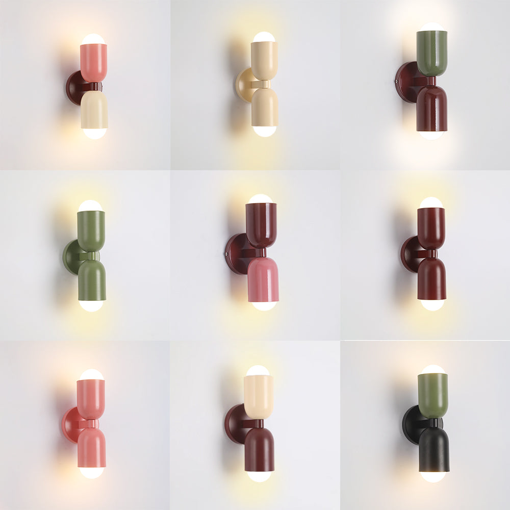 Moderne Metall-Wandleuchte LED Duo mit farbenfrohem pulverbeschichtetem Design für Schlafzimmer und stimmungsvolles Wohnzimmer | Sansoti