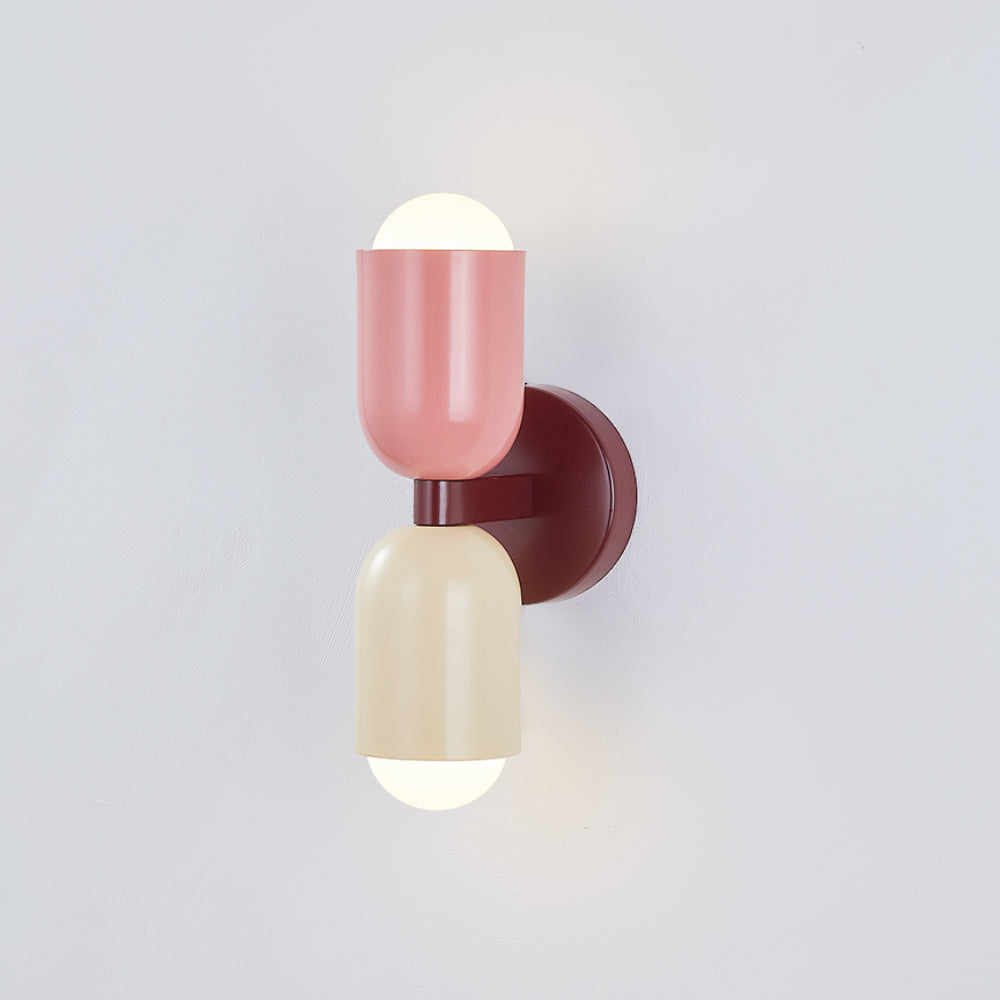 Moderne Metall-Wandleuchte LED Duo mit farbenfrohem pulverbeschichtetem Design für Schlafzimmer und stimmungsvolles Wohnzimmer | Sansoti