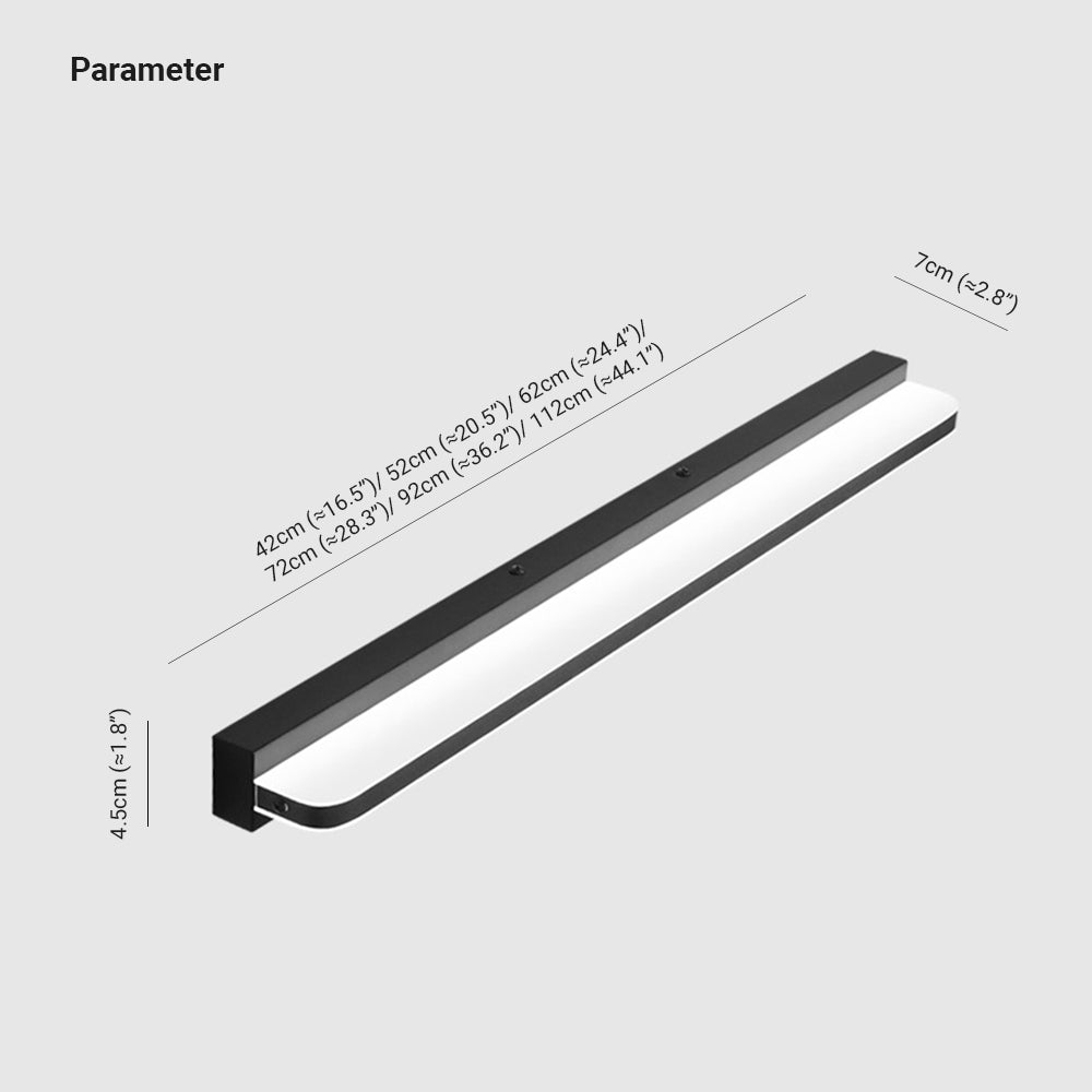 Rectangular LED Mirror Lamp Wall Light Bathroom Bedroom Stainless Steel Modern Waterproof Design Home Decor | Sansoti