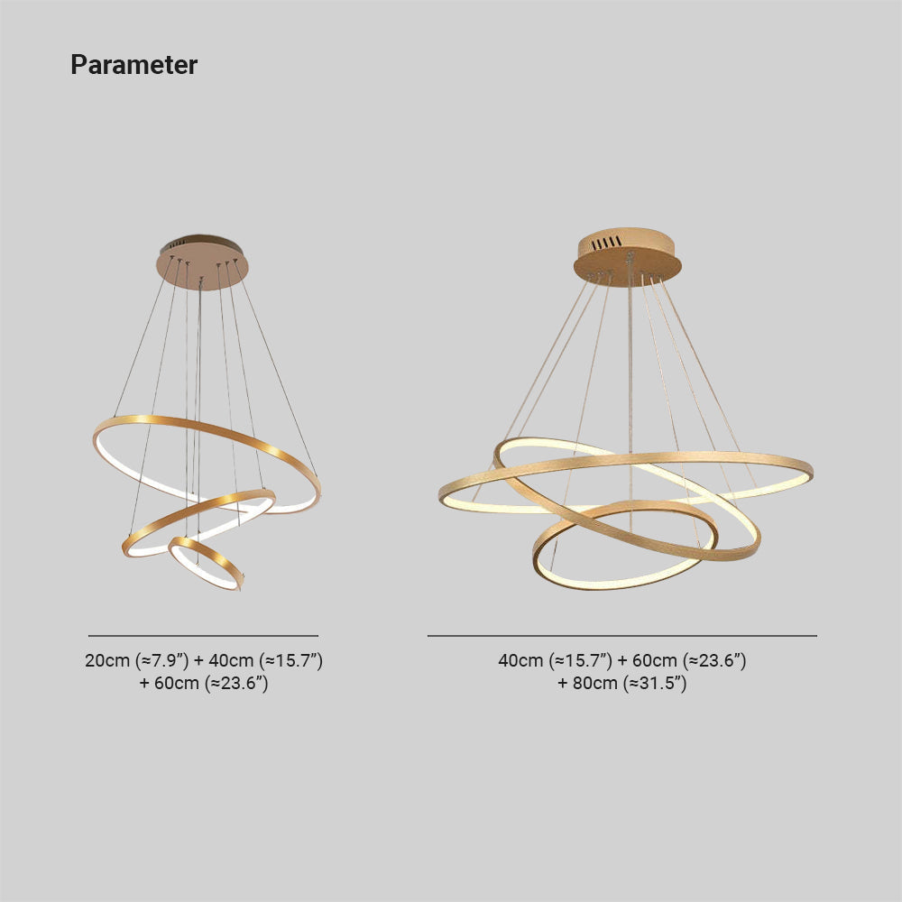 LED Pendant Light Metal Three Rings Adjustable Gold White Black Living Room Dining Room Bedroom Modern Design | Sansoti