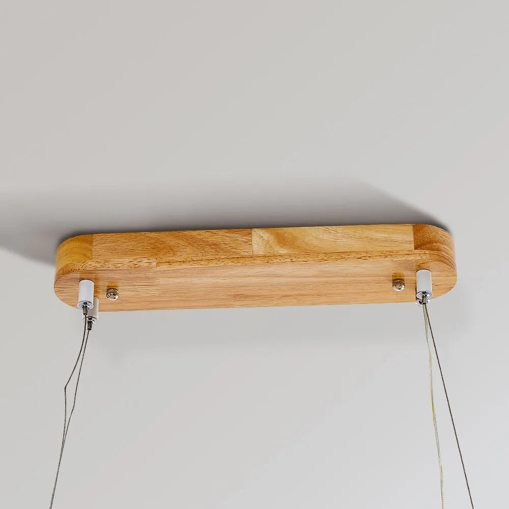 Suspension ovale en bois avec éclairage LED pour salle à manger, salon et cuisine, design scandinave, lumière chaleureuse | Sansoti