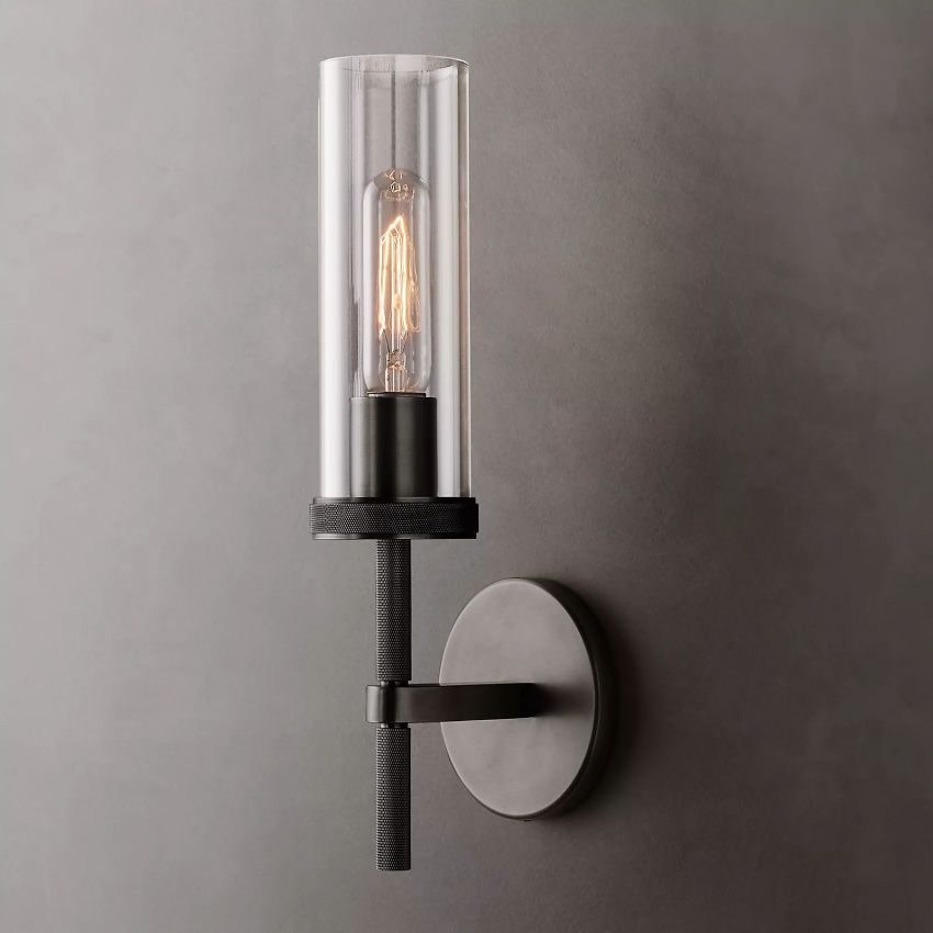 Applique en verre cristallin Laiton Dimmable Douille E26 Salon Chambre Couloir Montage vertical horizontal | Sansoti