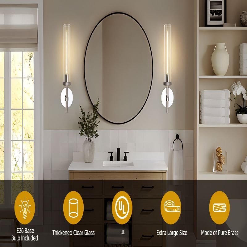 Applique en verre cristallin Laiton Dimmable Douille E26 Salon Chambre Couloir Montage vertical horizontal | Sansoti