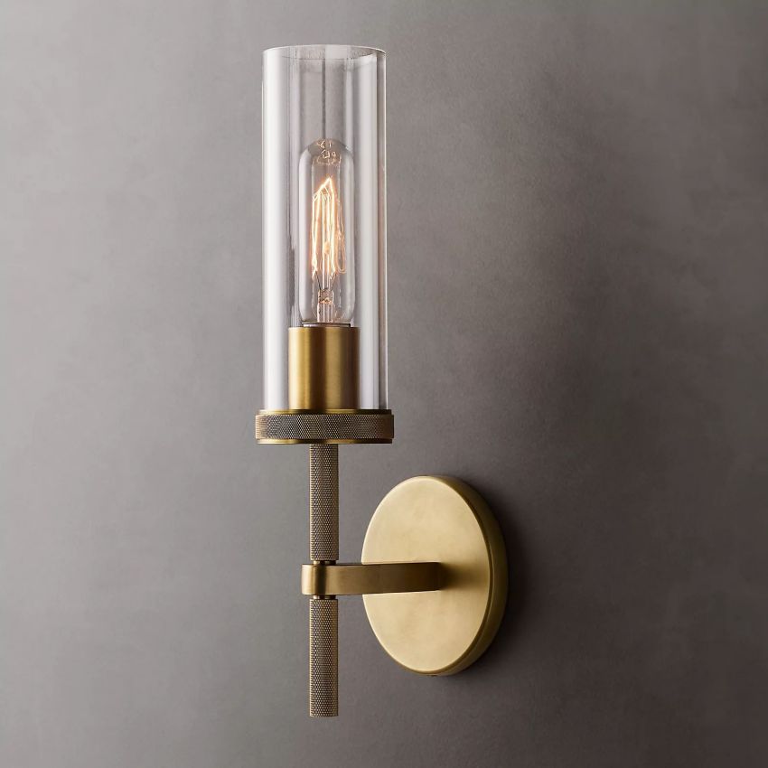 Applique en verre cristallin Laiton Dimmable Douille E26 Salon Chambre Couloir Montage vertical horizontal | Sansoti