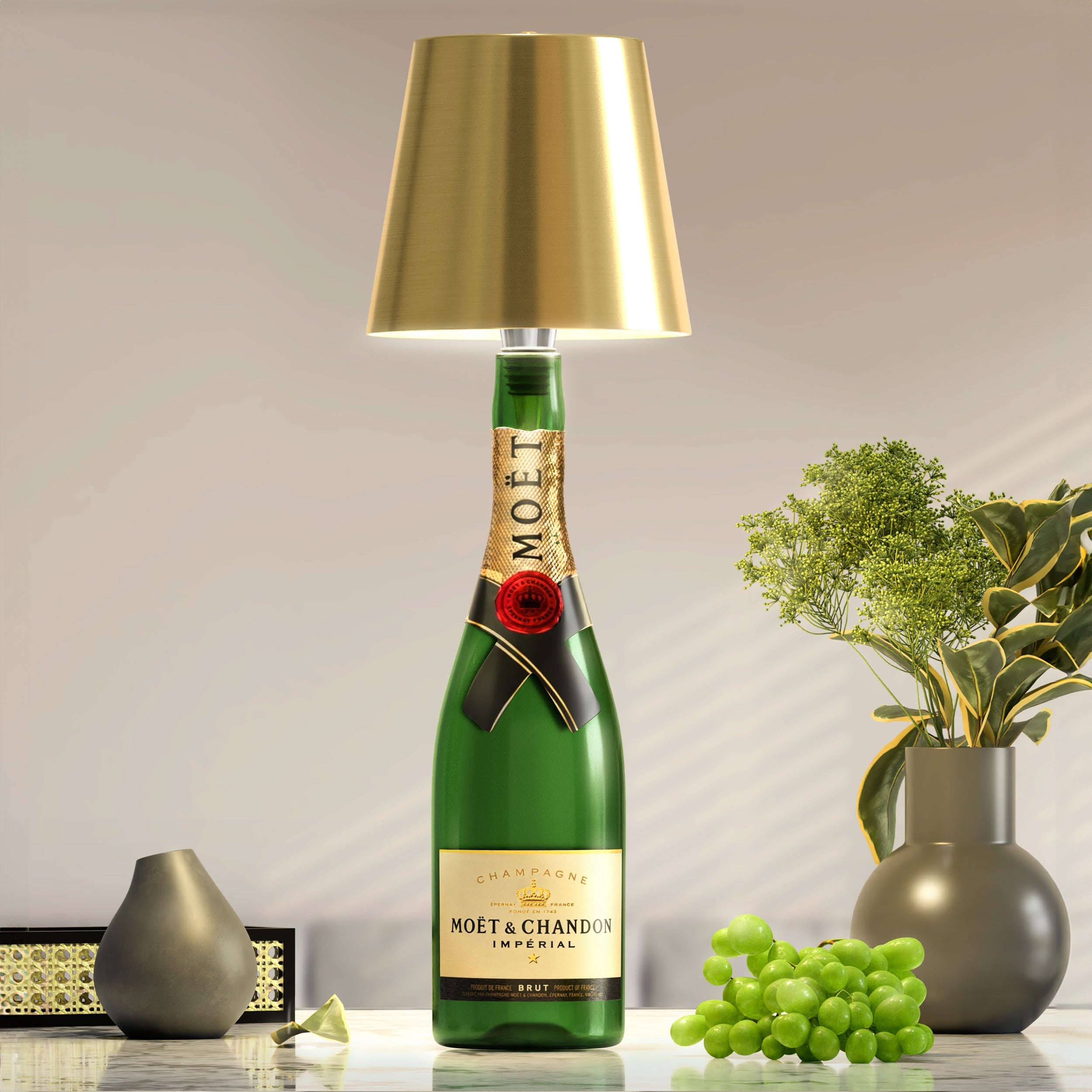 Flessenlamp Draadloos Oplaadbaar LED Zwart 3000K USB-C Tafellamp Wijnfles Bar Sfeerverlichting | Sansoti