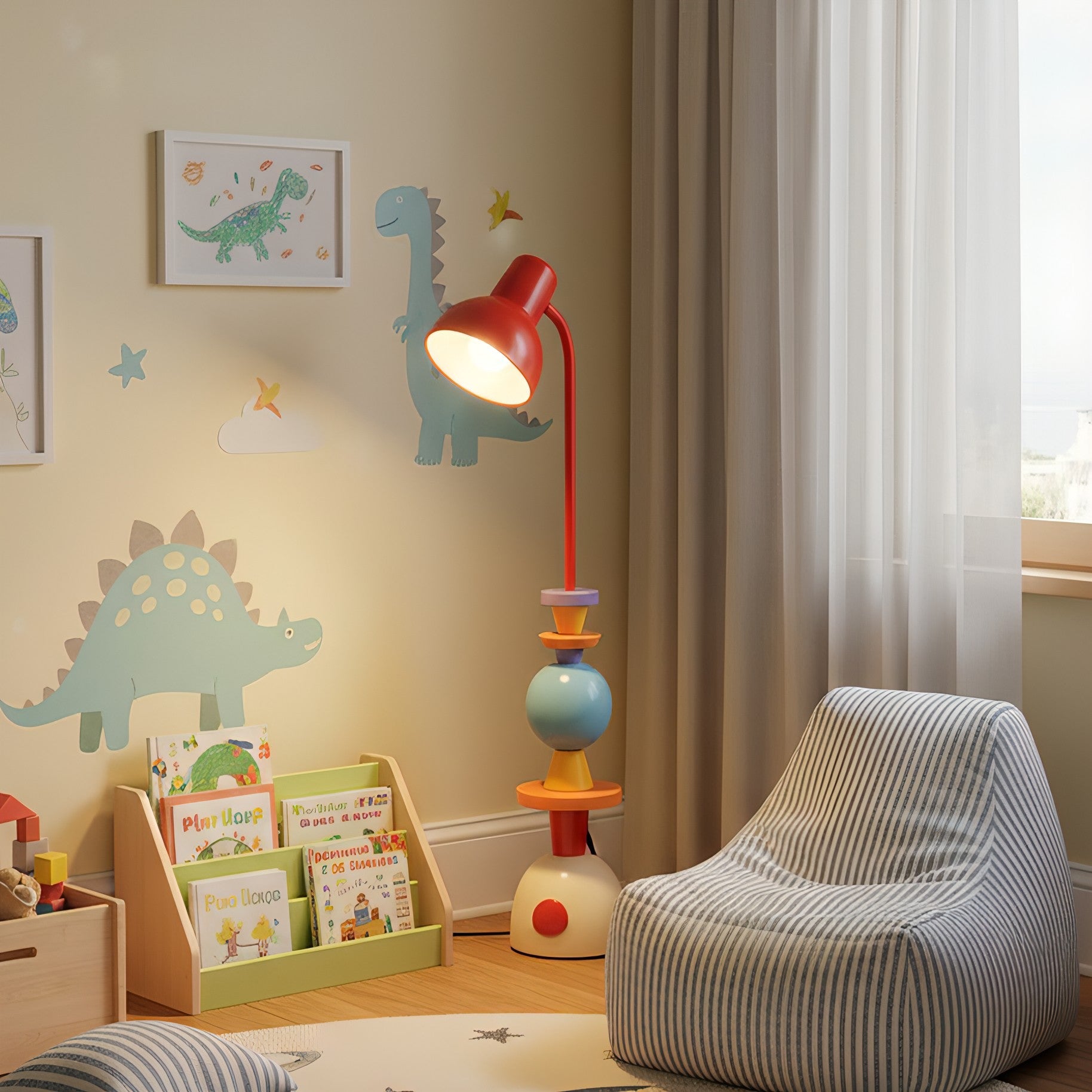 Staande designlamp met gekleurde metalen schijven 40 cm diameter moderne vloerlamp industrieel interieur woonkamer | Sansoti