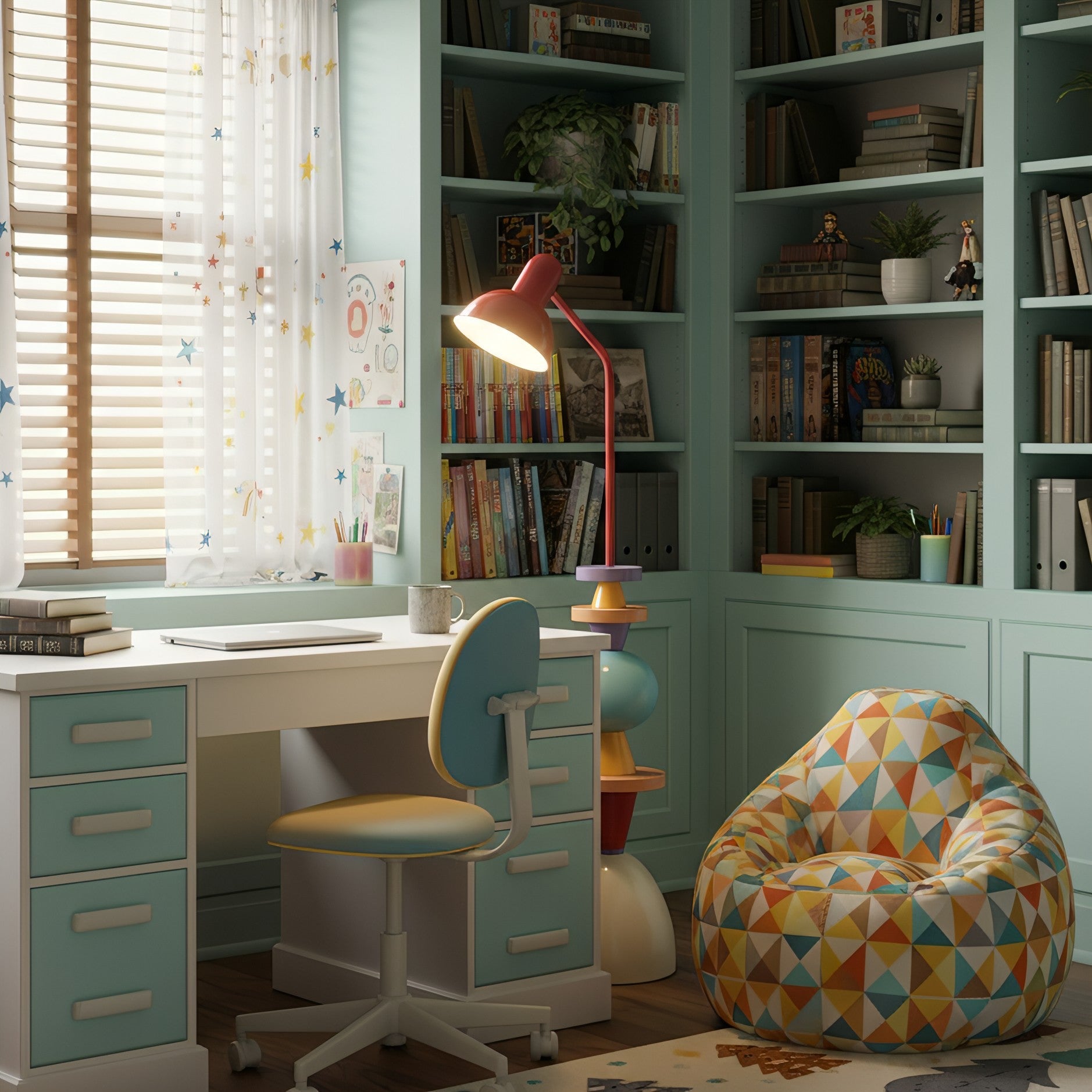 Staande designlamp met gekleurde metalen schijven 40 cm diameter moderne vloerlamp industrieel interieur woonkamer | Sansoti