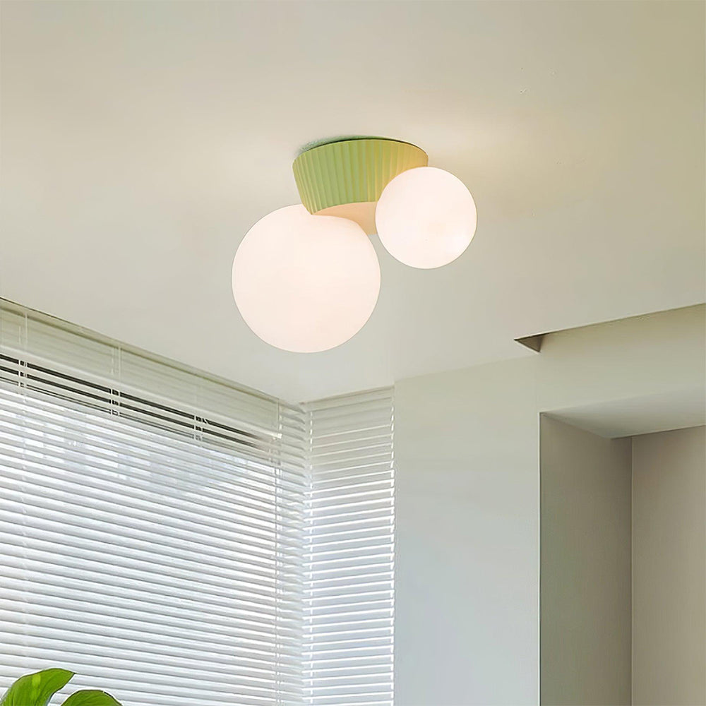 Hängeleuchte Decke 2 Lichtkugeln Resin Grün Wohnzimmer Schlafzimmer Flur Kugelleuchte Modernes Design | Restfield