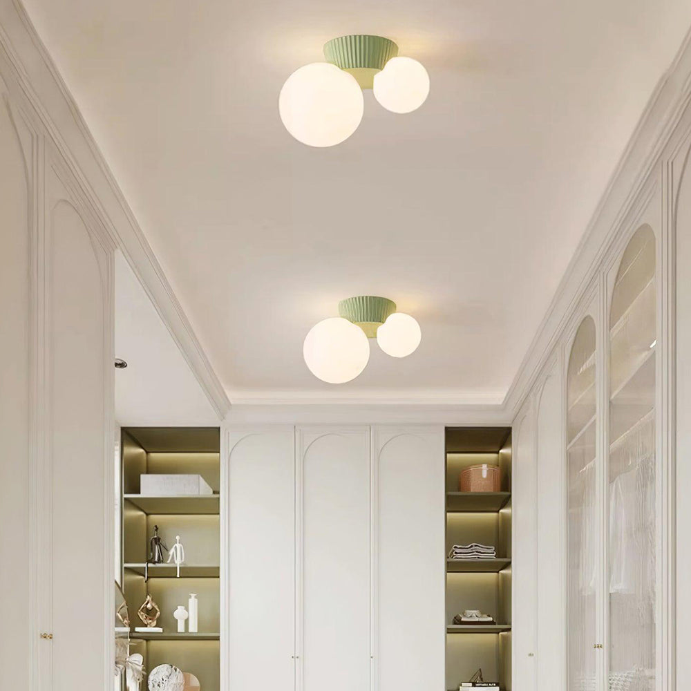Hängeleuchte Decke 2 Lichtkugeln Resin Grün Wohnzimmer Schlafzimmer Flur Kugelleuchte Modernes Design | Restfield