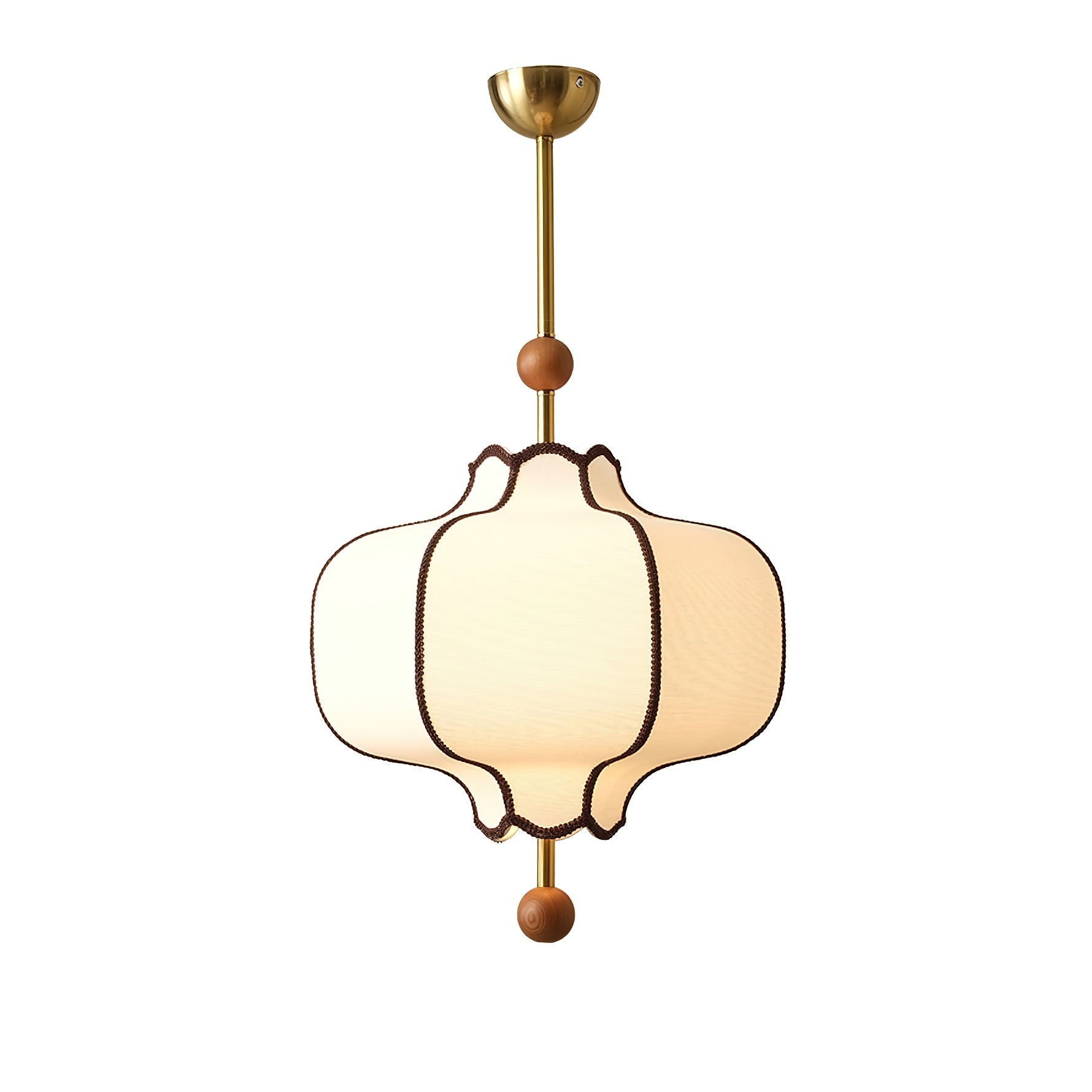 Stoffen Hanglamp met Lantaarnvorm – Walnoot of Goud Frame – 25 tot 50 cm – Scandinavisch Design Plafondlamp | Sansoti