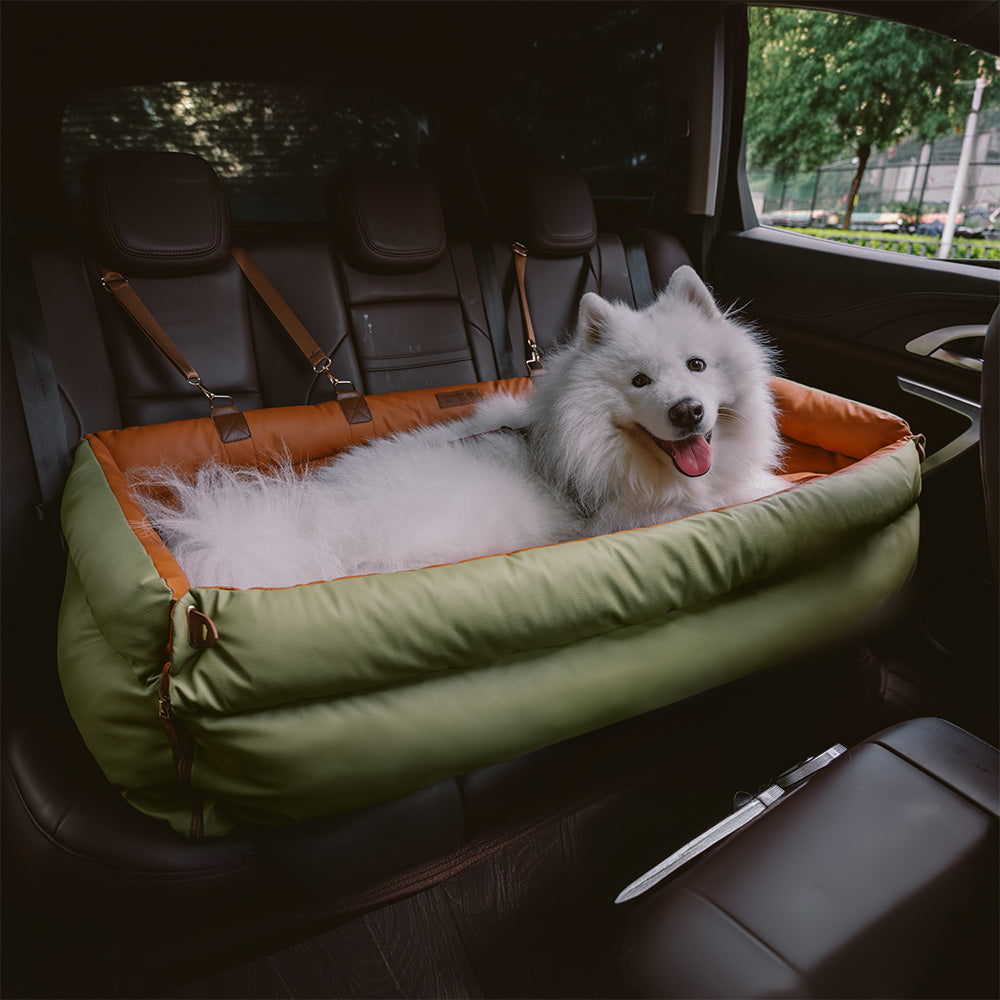 Hondenautostoel Luxe Kunstleer Reismand Large Deluxe Veilig & Comfortabel voor Middelgrote Grote Honden | Sansoti