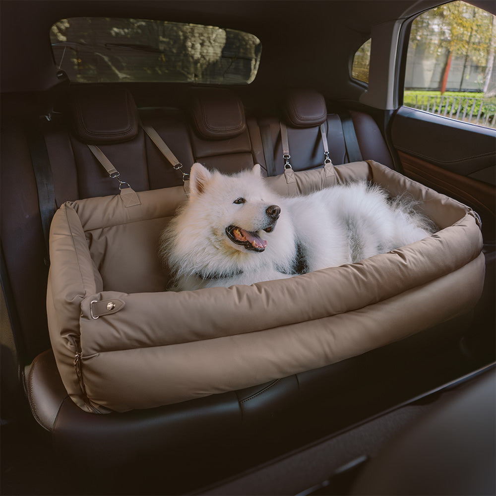 Hondenautostoel Luxe Kunstleer Reismand Large Deluxe Veilig & Comfortabel voor Middelgrote Grote Honden | Sansoti
