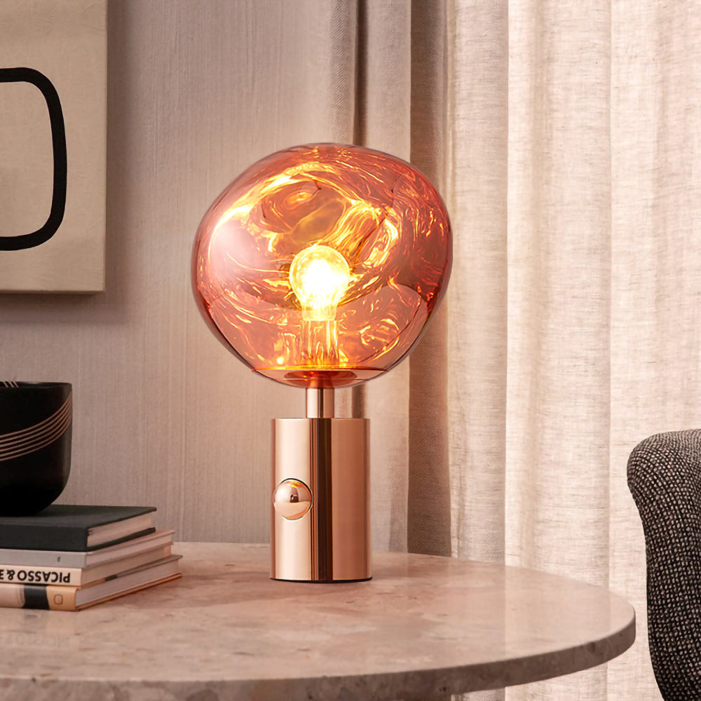 Tafellampe met Gesmolten Lava Textuur in Goud, Roségoud of Zilver | Sansoti