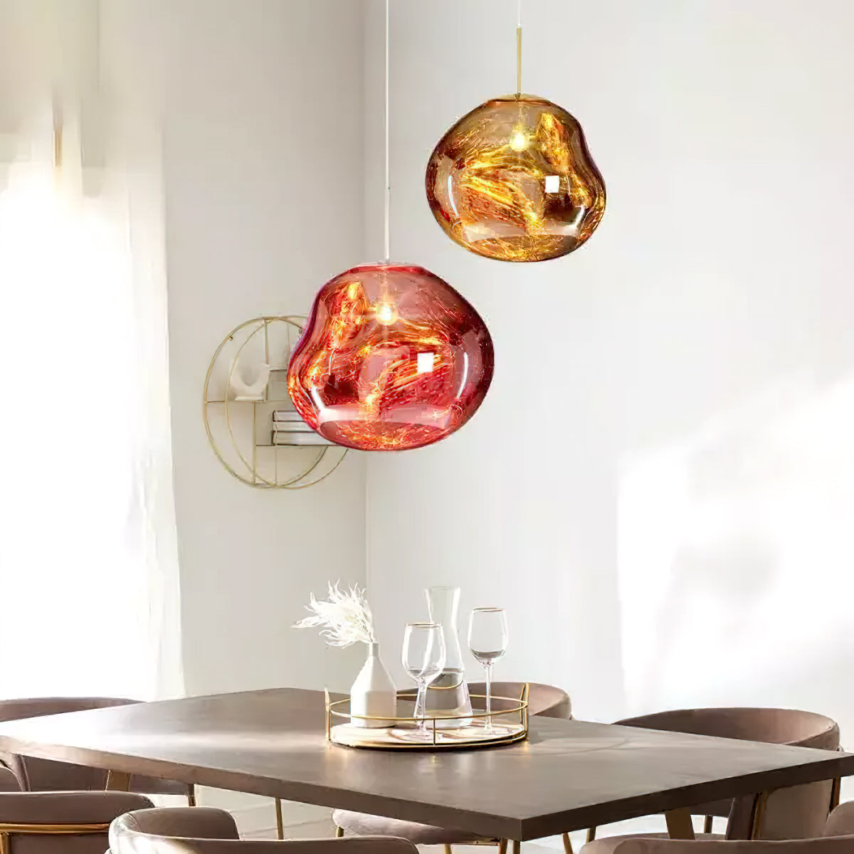 Lavadruppel Hanglamp – Geblazen Glas met Warme Gloed – 4 Maten & 4 Tinten – Modern Artistiek Lichtspel | Sansoti