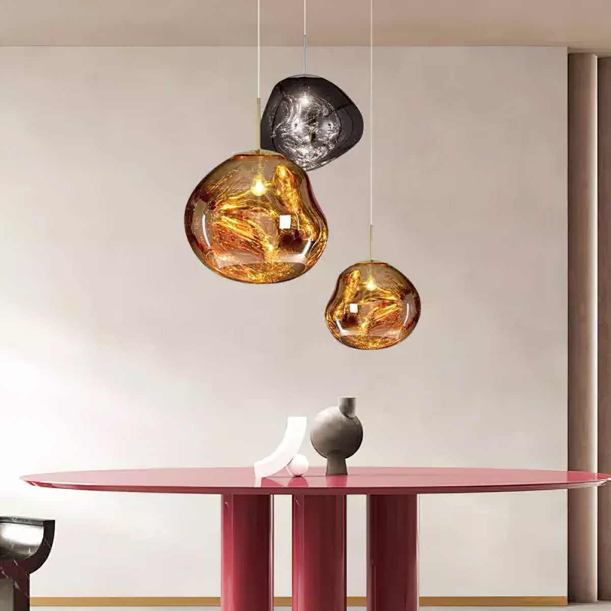 Lavadruppel Hanglamp – Geblazen Glas met Warme Gloed – 4 Maten & 4 Tinten – Modern Artistiek Lichtspel | Sansoti