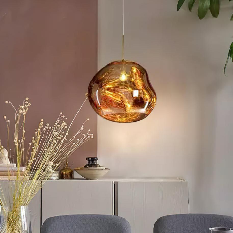 Lavadruppel Hanglamp – Geblazen Glas met Warme Gloed – 4 Maten & 4 Tinten – Modern Artistiek Lichtspel | Sansoti