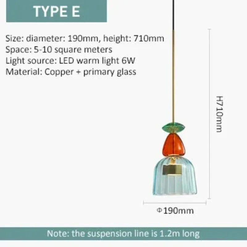 Glazen Hanglamp Gekleurd Glas Verstelbaar 160mm Moderne Verlichting Eetkamer Woonkamer Slaapkamer Design | Sansoti