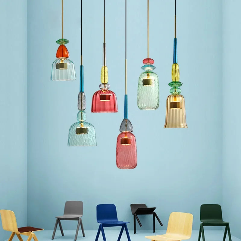 Glazen Hanglamp Gekleurd Glas Verstelbaar 160mm Moderne Verlichting Eetkamer Woonkamer Slaapkamer Design | Sansoti