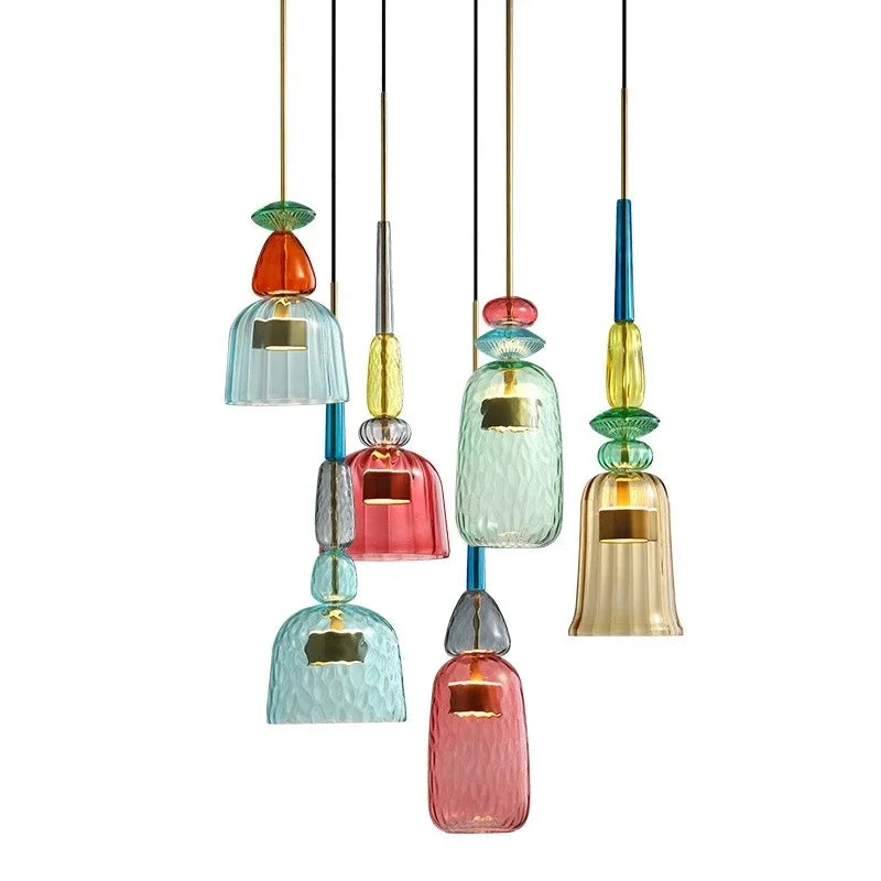 Glazen Hanglamp Gekleurd Glas Verstelbaar 160mm Moderne Verlichting Eetkamer Woonkamer Slaapkamer Design | Sansoti