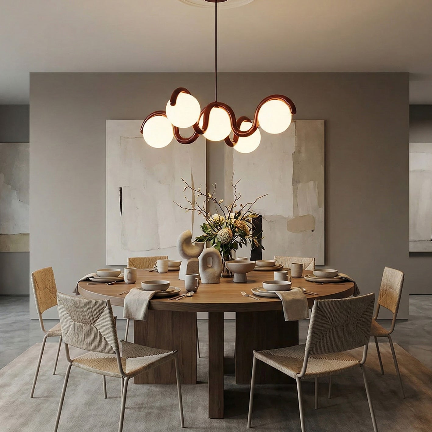 Moderne Kroonluchter met Messing en Glas – Artistieke Verlichting voor Eetkamer en Woonkamer | Sansoti