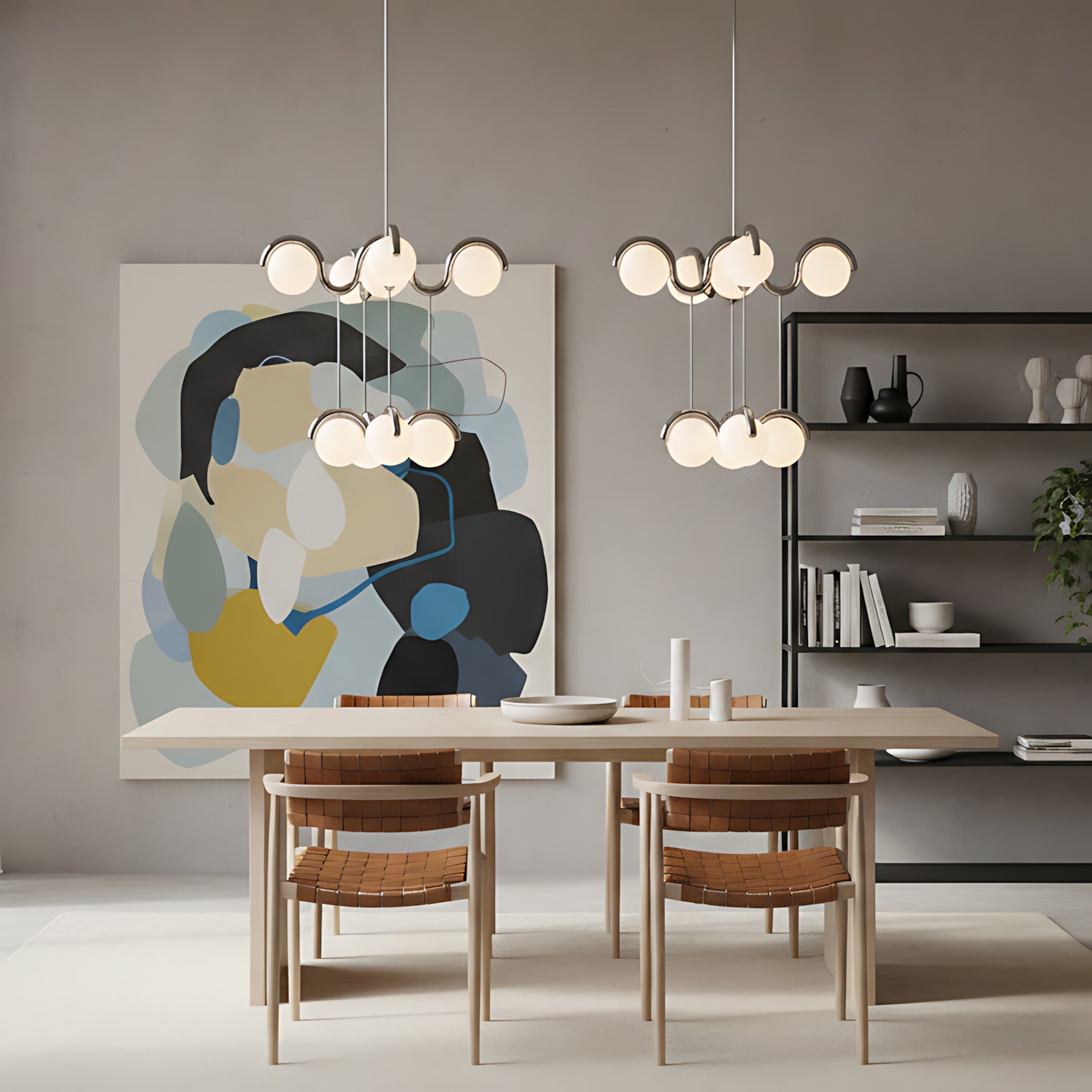 Moderne Kroonluchter met Messing en Glas – Artistieke Verlichting voor Eetkamer en Woonkamer | Sansoti