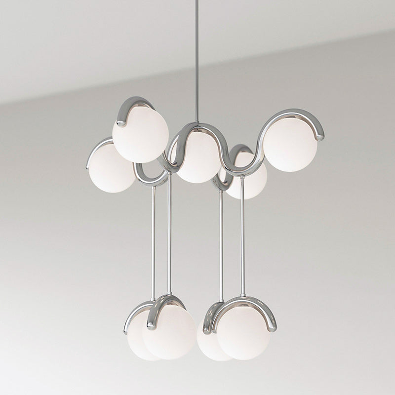 Moderne Kroonluchter met Messing en Glas – Artistieke Verlichting voor Eetkamer en Woonkamer | Sansoti