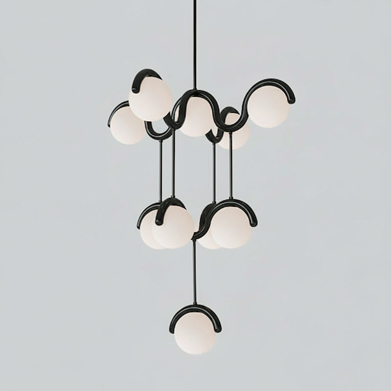 Moderne Kroonluchter met Messing en Glas – Artistieke Verlichting voor Eetkamer en Woonkamer | Sansoti