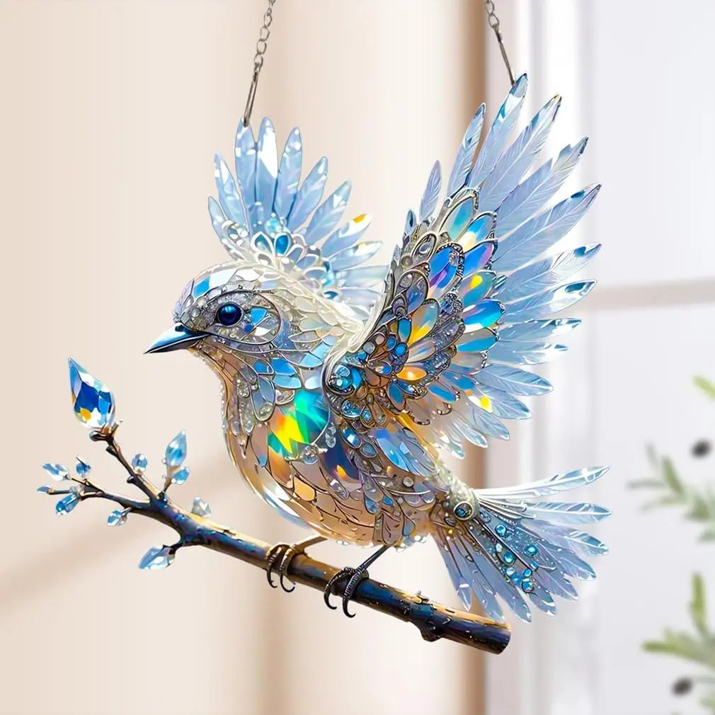 Kristallen Vogel Acryl 15x15cm 20x20cm Raamhanger Lichtreflecties Regenboog Woonkamer Raam Suncatcher Decoratie Cadeau Transparant | Sansoti