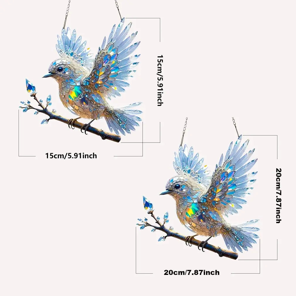 Kristallen Vogel Acryl 15x15cm 20x20cm Raamhanger Lichtreflecties Regenboog Woonkamer Raam Suncatcher Decoratie Cadeau Transparant | Sansoti