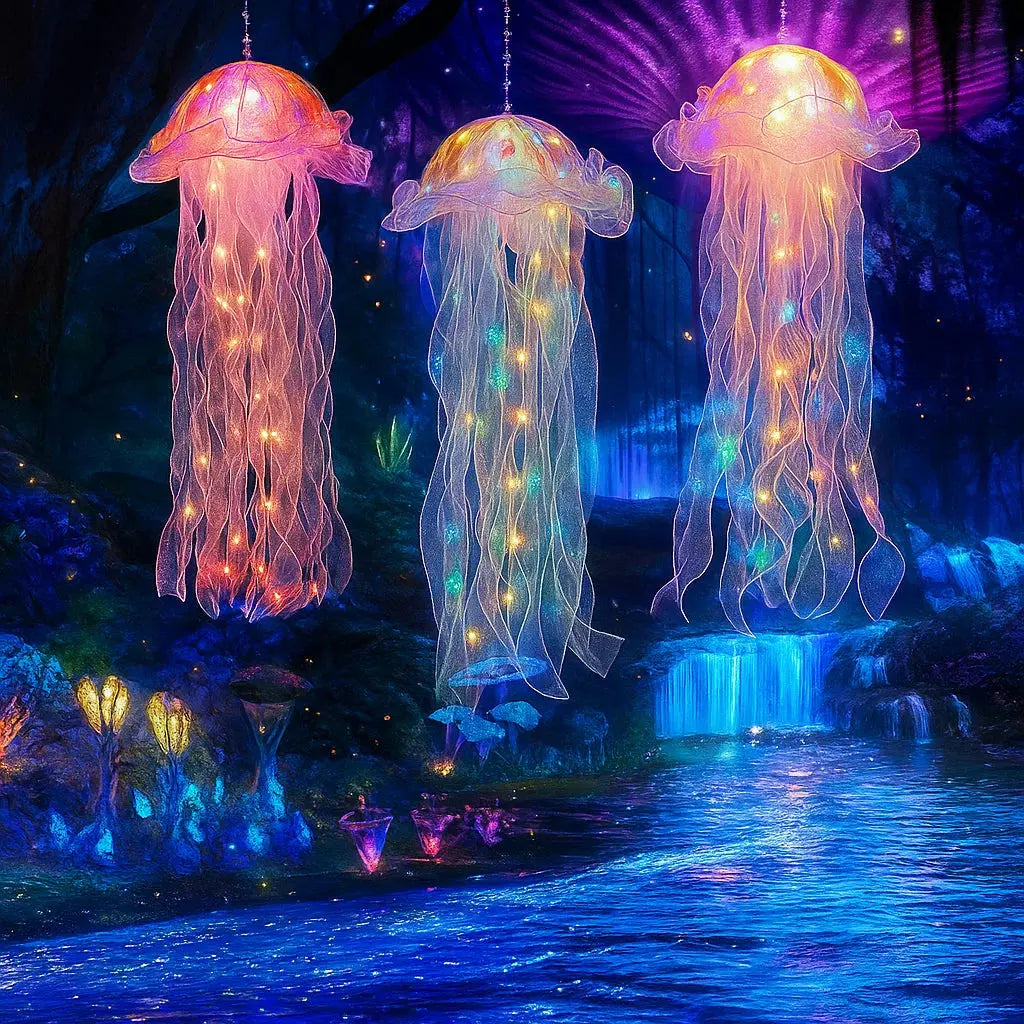 Kwallenlamp LED Hangend Kunststof 50x20cm Kleurrijk Batterij Woonkamer Kinderkamer Feestdecoratie Oceaan Themafeest Sfeerlicht Decoratie | Sansoti