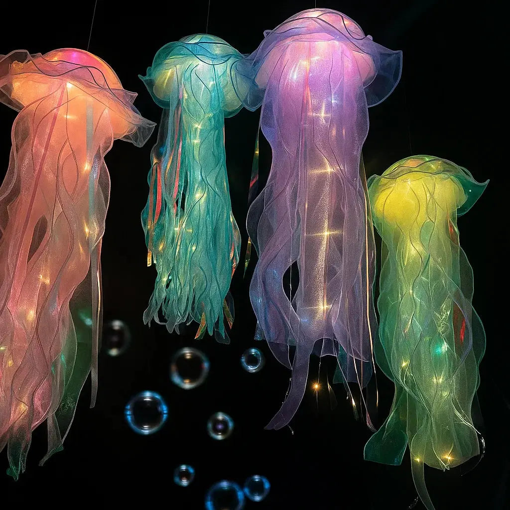Kwallenlamp LED Hangend Kunststof 50x20cm Kleurrijk Batterij Woonkamer Kinderkamer Feestdecoratie Oceaan Themafeest Sfeerlicht Decoratie | Sansoti
