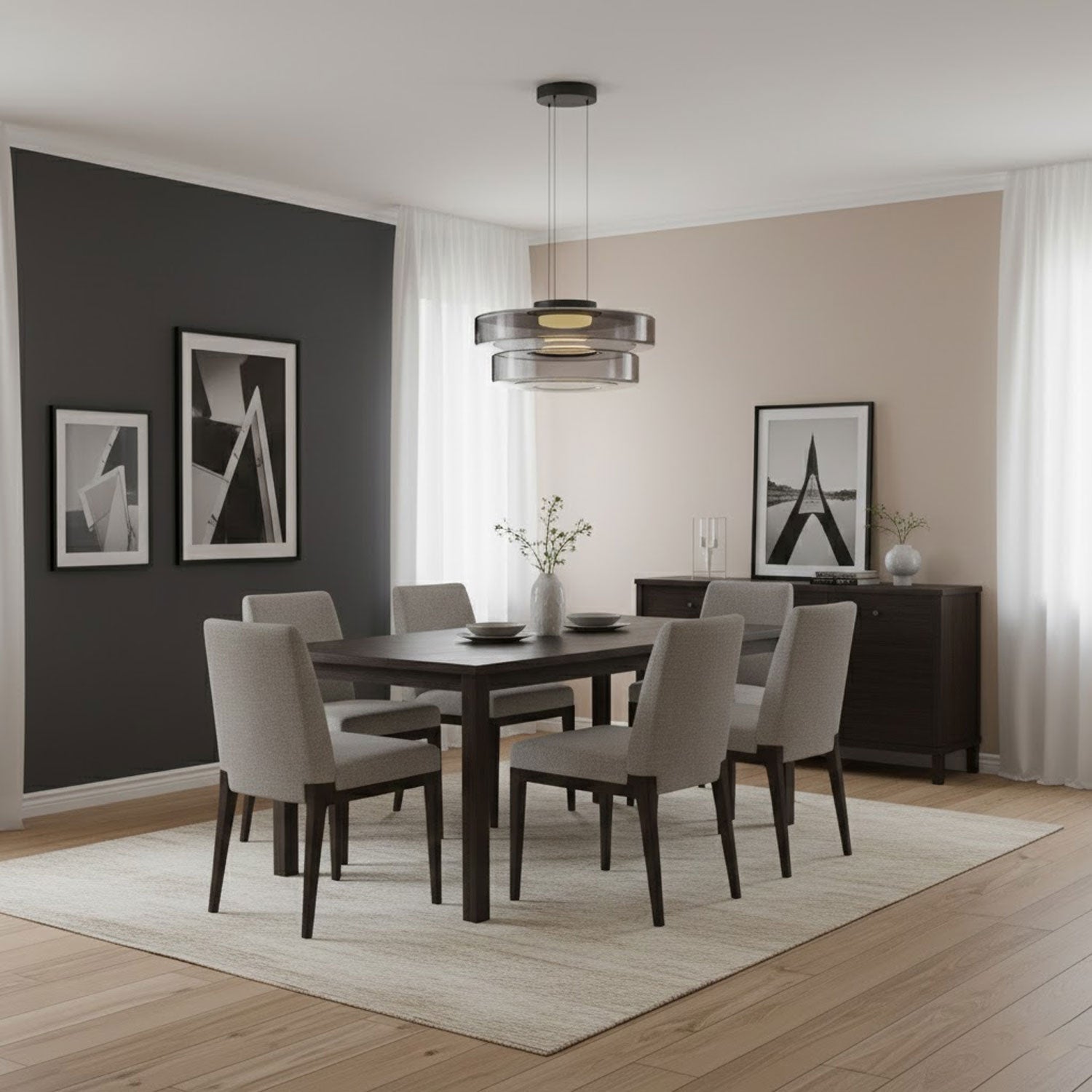 Gelaagde Glazen Hanglamp met Meerdere Schijven 1-2-3 Lagen Dimbare Plafondlamp voor Eetkamer Woonkamer Keuken Scandinavisch Design | Sansoti