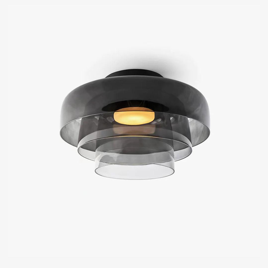 Lagen Plafondlamp met Glazen Schijven | Warm Getint Glas | Scandinavische Elegantie | Subtiel Gelaagd Licht | Moderne Plafondverlichting | Dimbare Versie Beschikbaar | Design Plafondlamp | Meerlaags Glasdesign | Natuurlijk Lichtgevoel | Sansoti