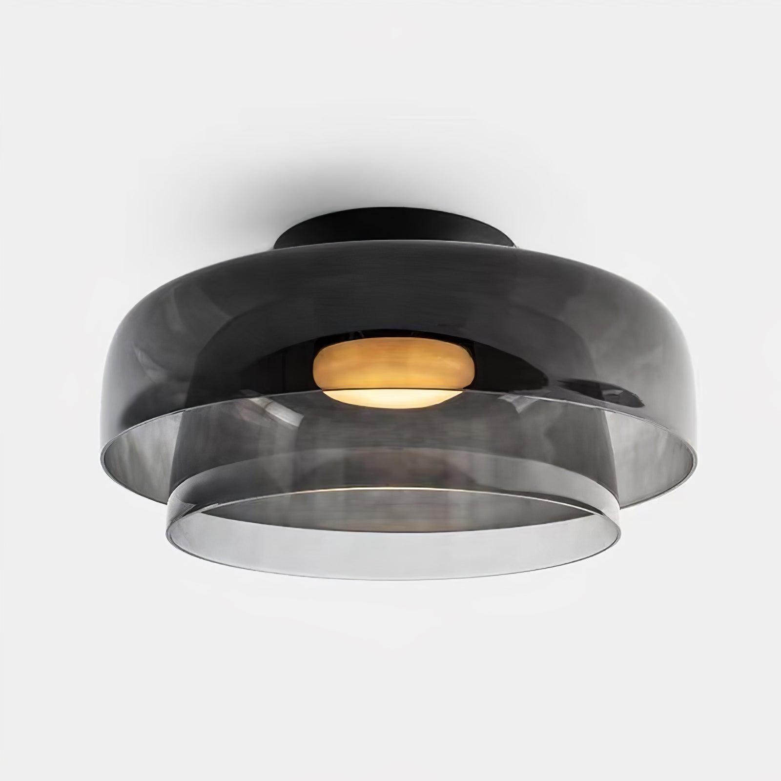 Lagen Plafondlamp met Glazen Schijven | Warm Getint Glas | Scandinavische Elegantie | Subtiel Gelaagd Licht | Moderne Plafondverlichting | Dimbare Versie Beschikbaar | Design Plafondlamp | Meerlaags Glasdesign | Natuurlijk Lichtgevoel | Sansoti