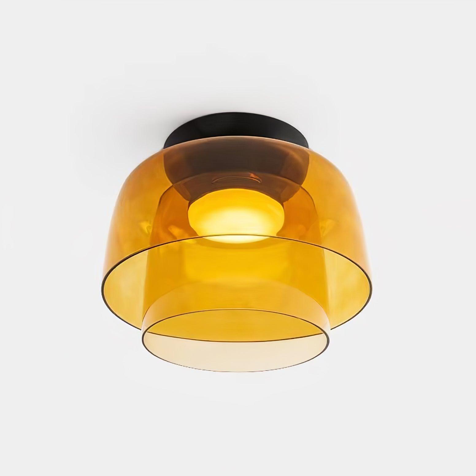 Lagen Plafondlamp met Glazen Schijven | Warm Getint Glas | Scandinavische Elegantie | Subtiel Gelaagd Licht | Moderne Plafondverlichting | Dimbare Versie Beschikbaar | Design Plafondlamp | Meerlaags Glasdesign | Natuurlijk Lichtgevoel | Sansoti