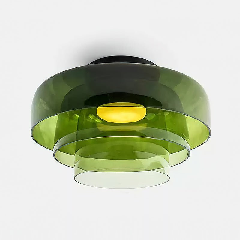 Lagen Plafondlamp met Glazen Schijven | Warm Getint Glas | Scandinavische Elegantie | Subtiel Gelaagd Licht | Moderne Plafondverlichting | Dimbare Versie Beschikbaar | Design Plafondlamp | Meerlaags Glasdesign | Natuurlijk Lichtgevoel | Sansoti