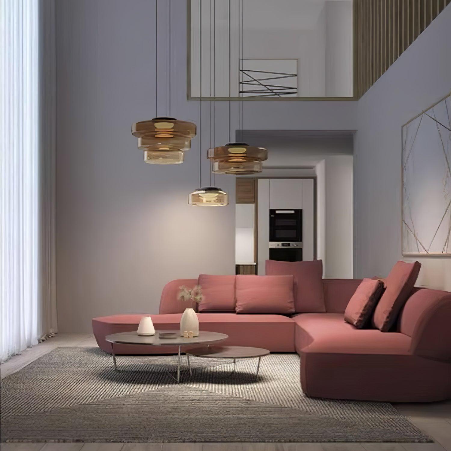 Gelaagde Glazen Hanglamp met Meerdere Schijven 1-2-3 Lagen Dimbare Plafondlamp voor Eetkamer Woonkamer Keuken Scandinavisch Design | Sansoti
