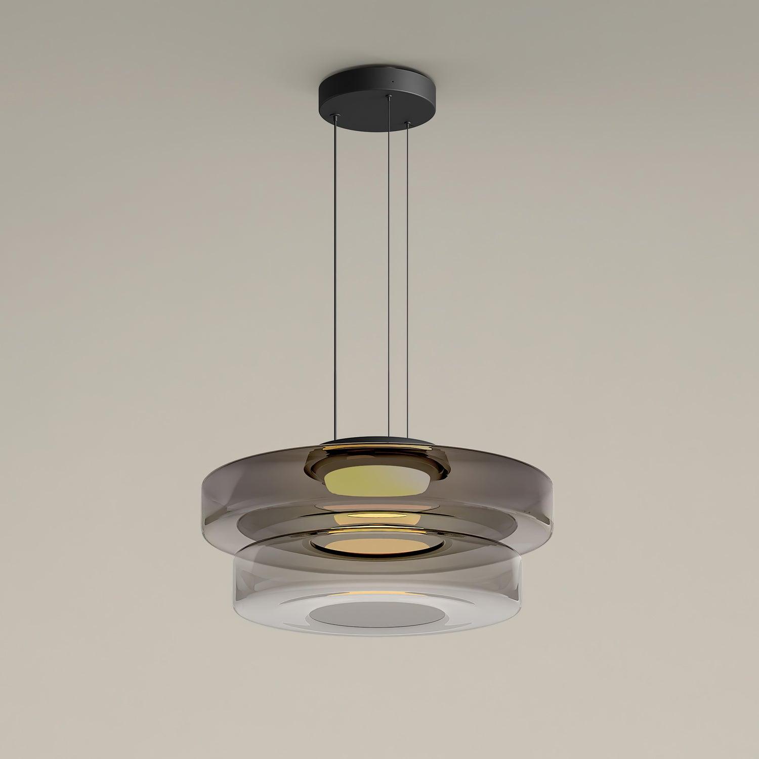 Gelaagde Glazen Hanglamp met Meerdere Schijven 1-2-3 Lagen Dimbare Plafondlamp voor Eetkamer Woonkamer Keuken Scandinavisch Design | Sansoti