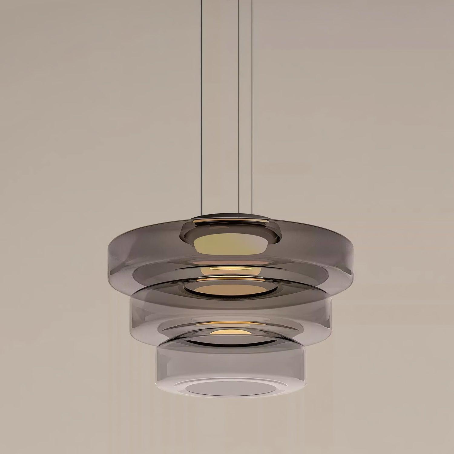 Gelaagde Glazen Hanglamp met Meerdere Schijven 1-2-3 Lagen Dimbare Plafondlamp voor Eetkamer Woonkamer Keuken Scandinavisch Design | Sansoti