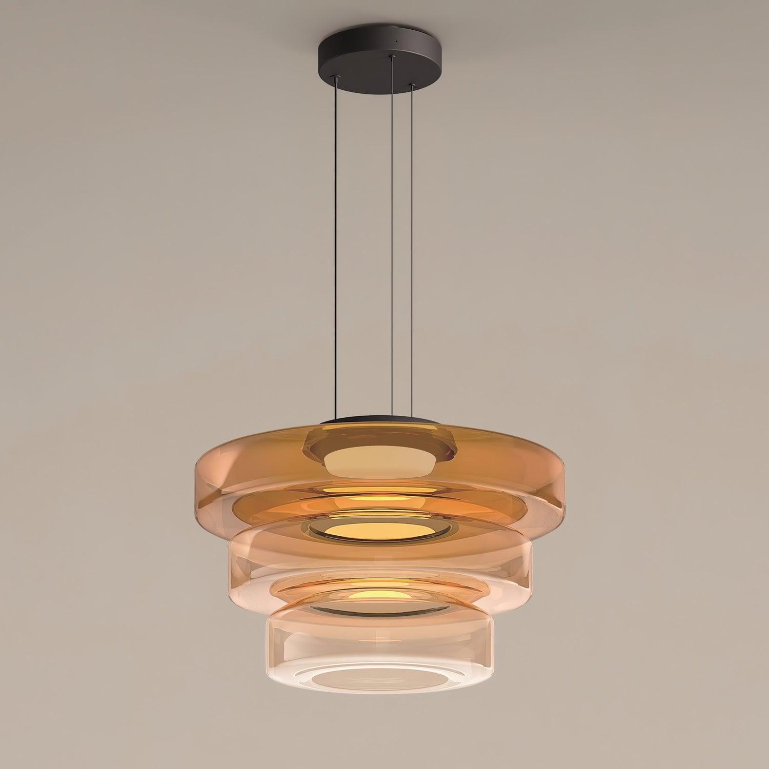 Gelaagde Glazen Hanglamp met Meerdere Schijven 1-2-3 Lagen Dimbare Plafondlamp voor Eetkamer Woonkamer Keuken Scandinavisch Design | Sansoti